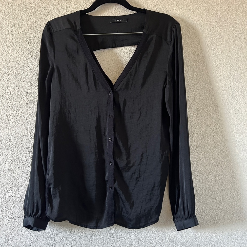 TART Mixed Media Button up Blouse Dark Goth Grunge Office Date Women’s Small